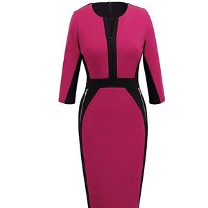 Stretch tunic pencil sheath dress -PINK- boutique